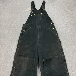 Carhartt Dungarees Adult 32x30 Black Overalls Quilted Duck Bib Double Knee Mens - Picture 1 of 13