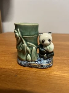 Vintage Majolica Ceramic Panda Toothpick Holder or Pen Holder / Vase - 11 Avail. - Picture 1 of 9