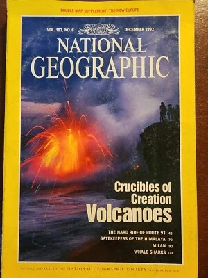 Vintage National Geographic Magazine December 1992 182 Volcanoes Milan Sharks - Image 1 of 4