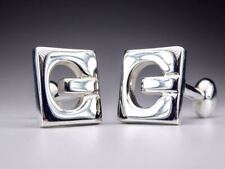 GUCCI Cufflinks G Logo Square Silver 925 made in Italy Mens Accessory