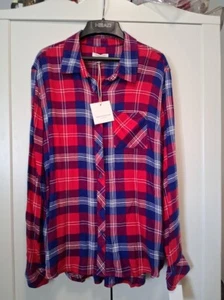 beachlunchlounge Plaid Button Down Soft Lightweight Flannel Shirt Size Large NWT - Imagen 1 de 4