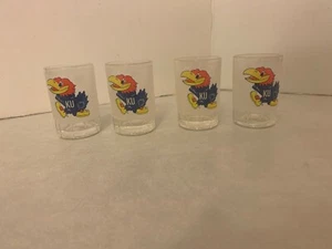 Set of (4) - University of Kansas Jayhawks - Frosted Shot Glasses with Handles - Picture 1 of 7