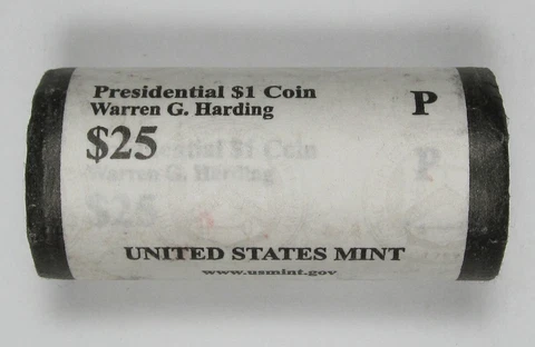2014-P Warren G. Harding Presidential Dollars U.S. Mint BU Roll of 25 UNC Coins Cover