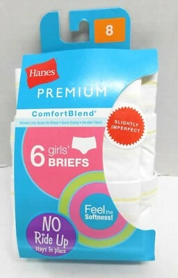 Hanes Girls Briefs Underwear 6 Pair Pack White Size 8 - Image 1 of 4