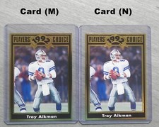 TROY AIKMAN (1) 1992 Cartwrights PLAYERS CHOICE #12 _ Card (N) Only on Right