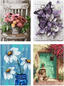 Paint by Numbers for Adults Beginner, 4 Pack DIY Adult Paint by Number Kits on C - Picture 1 of 12