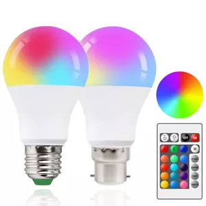 RGB Bulb Led Light 16 Colour Changing Remote Control Bayonet Screw Lamp B22 E27 - Picture 1 of 11