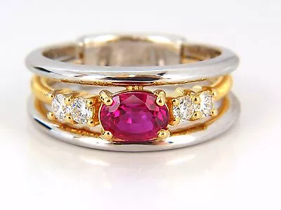 GIA Certified 1.30ct natural vivid red ruby diamonds ring 18kt coil wrap+ - Image 1 of 4