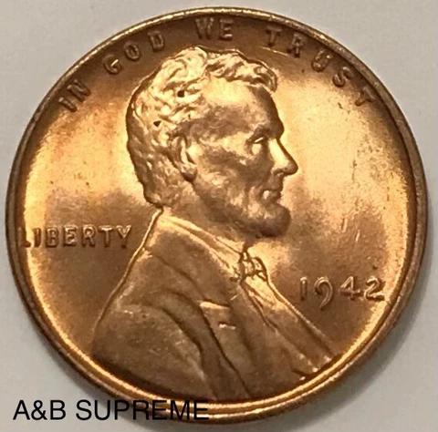 1942 Lincoln Wheat Cent Bronze Penny Gem Bu Uncirculated Cover