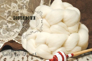 SOUTHDOWN Wolle unbeschädigt gekämmtes Oberteil Natural Ecru weiße Wolle Roving Spinnen 4 Unzen - Bild 1 von 5