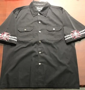 Crome Eagle Xlarge shirt men Black with Silver graphics skull in spade - Picture 1 of 9
