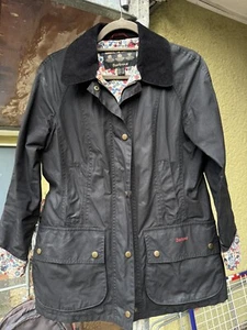 Barbour Wachsjacke Chamber Beadnell Damen Schwarz Guter Zustand S - Bild 1 von 13