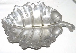 Bruce Cox Hammered Aluminium Aluminum 14.1/2 x 9.1/2 inch Oak Leaf with Acorns - Picture 1 of 6