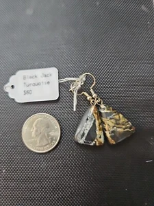 Amazing Black Jack Turquoise Earrings - Picture 1 of 3