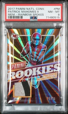 2017 Panini National Convention Patrick Mahomes II PATCH #25/25 PSA 8 POP 1 - Image 1 of 2