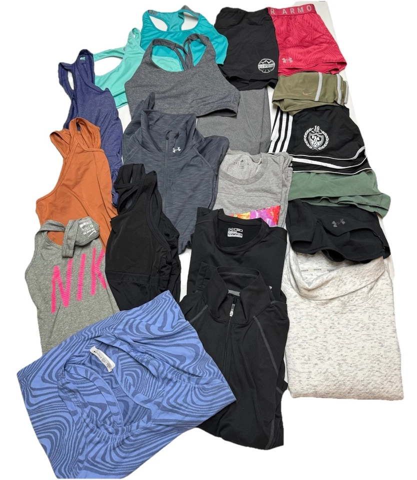 Mujer Atlético Lote de 30 Pantalones Cortos Medianos Legging Tank Nike Under Armor Adidas etc Foto 1 de 4