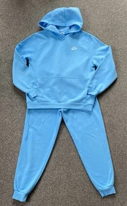 Nike Tracksuit Blue Jogging Bottoms Size 147-158 Hoody Top 158-170cm Girls Boys - Picture 1 of 11