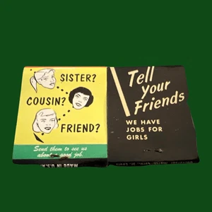 RARE Vintage Northwestern Bell Phone Co Hiring for Girls Matchbooks UNSTRUCK - Picture 1 of 2