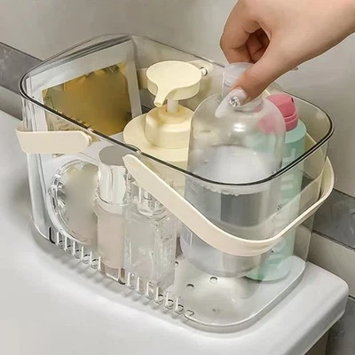 Panier de Douche Transparent avec Poignées pour Organisation Essentiels Salle d - Imagem 1 de 4