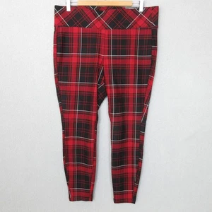 Torrid Pixie Pants Womens 1X 14-16 Red Plaid High Rise Slim Fit Skinny Legging - Picture 1 of 14