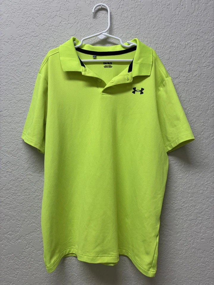 Camisa polo Under Armour para hombre amarillo neón talla YLG Foto 1 de 4