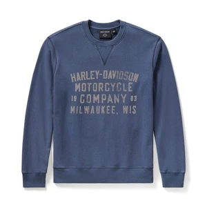 Neu mit Etikett Harley Davidson gewaschenes Sweatshirt mit Rundhalsausschnitt in Mood Indigo Größe Medium - Bild 1 von 6
