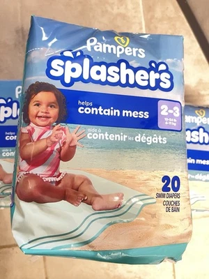 Pañales de natación desechables Pampers Splashers talla 2-3, 20 ct. Talla 13-24 libras. Foto 1 de 2