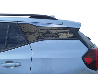 Fits 2018-2025 GMC Terrain Rear Side Window Psalm 62: 1 US Flag Mountain Decal Foto 1 de 4