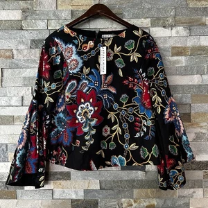 alice olivia Gloria Tapestry Top Floral Longsleeve Size 2 NWT - Picture 1 of 7