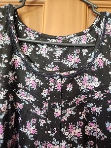 Dreams Co Camicia da notte lunga nera floreale bottoni pizzo volant più 3X 30/32 maxi - Foto 1 di 13