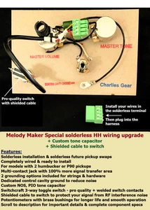 Gibson Melody Maker Special Solderless Wiring Upgrade MV/MT/3-way USA Specs - Picture 1 of 9