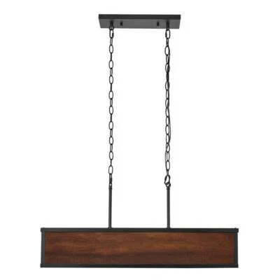 Globo Eléctrico Regulable Colgante Iluminación 62" con Acentos Negro Mate Imitación Madera Foto 1 de 4