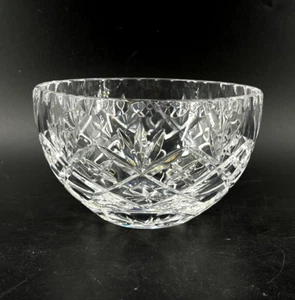 Vintage Ceskci Ceska Czech Hand Cut Crystal Bowl Diamond Stars Fans Pattern 5.75 - Picture 1 of 9