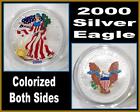 2000 AMERICAN SILVER EAGLE COLORIZED BOTH SIDES 1 TROY OZ. SILVER BOX & PAPER