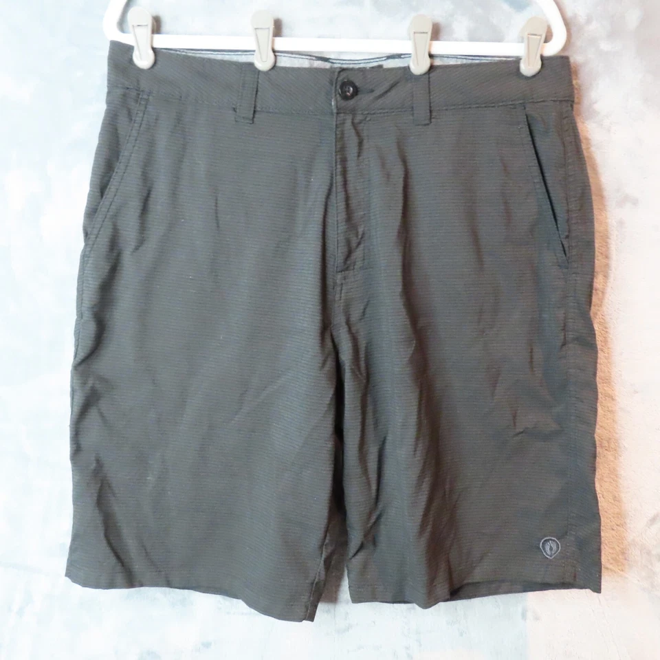 Pantalones Cortos HANG TEN Para Hombre 34 Negro Gris Rayas Playa Surf 10" Entrepierna Cintura 35.5" Foto 1 de 4