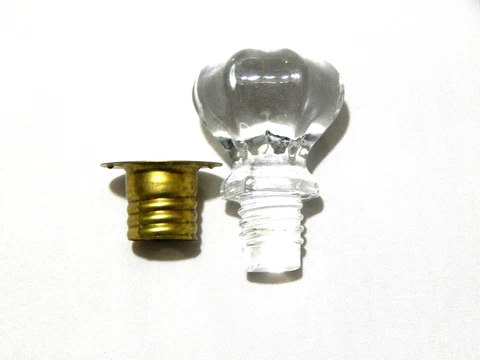 Sellers and Hoosier Kitchen Cabinet Glass Knob with Threaded End and Insert Cover
