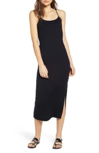 $198 - AG Adriano Goldschmied Quail Midi Cami Dress in Black Size L - Picture 1 of 5