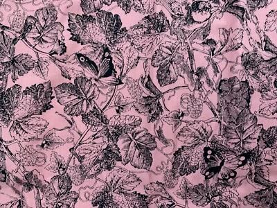 SERENITY BY Cheri L. Strole Floral  LEAVES BUTTERFLY PINK  Cotton Fabric 8 yds + - Image 1 of 4