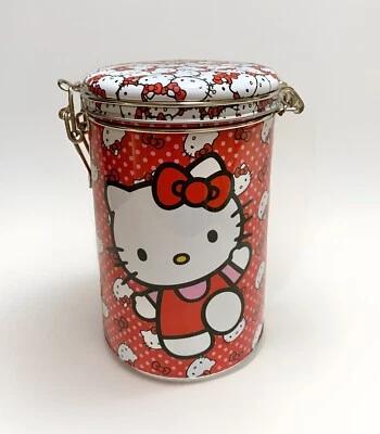 NEW Hello Kitty Metal Tin Storage Container with Hinged/Clamped/Sealed Lid - Image 1 of 4