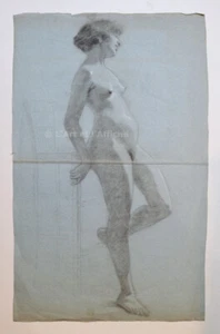 DESSINS au fusain, 2 ÉTUDES DE NU féminin cir. 1918 Charcoal Drawing female nude - Picture 1 of 4