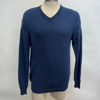 Suéter para hombre Tahari Pure Luxe talla grande azul 100 % cachemir cuello en V manga larga  Foto 1 de 4