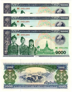Laos 1000 Kip P#32Ab (2003) *3 Consecutive Banknotes* UNC - Picture 1 of 1