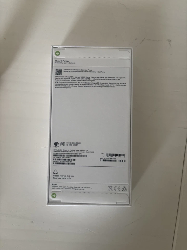 iPhone 16 Pro Max 256 GB (Desbloqueado) Con Caja Marcar ESN A+ Foto 1 de 2