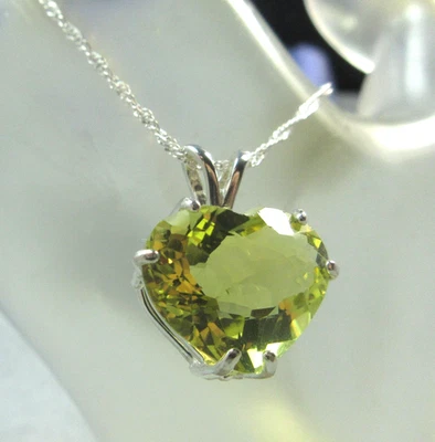 CUARZO LIMÓN - Collar amarillo romántico en forma de corazón de plata de ley 925 10,56 quilates Foto 1 de 4