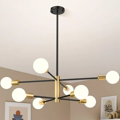 Modern Sputnik Chandelier 8 Lights Height Adjustable Ceiling Light Fixture - Image 1 of 4