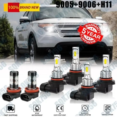 Kit de 6 faros antiniebla altos/bajos blancos LED para Ford Explorer 2011-2015 Foto 1 de 4