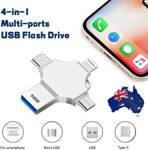 2TB USB3.0 Memory Photo Stick 4in1 Flash Drive TYPE-C OTG Fr iPhone iPad Samsung - Picture 1 of 13