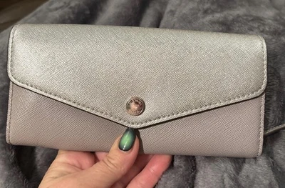 Michael Kors Jet Set Travel 7.5” Envelope Continental Flap Wallet Gold & Beige  - Image 1 of 4