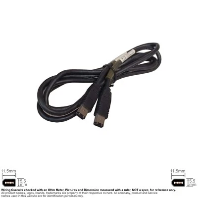 Cable Firewire IEEE 1394 400Mbps 6-Pin Male Male Black 6FT #124053 - Image 1 of 2