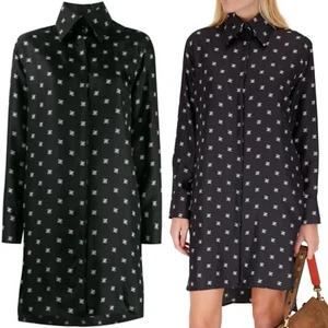 $1790 New 🆕 Fendi Kaligraph logo print silk button dress size 40 - Picture 1 of 10